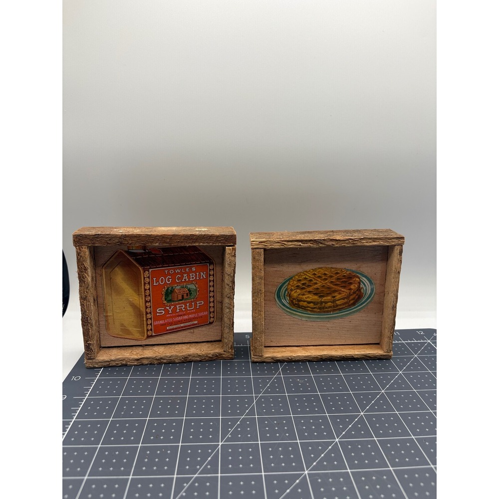 Schaeffer's Reclaim Log Cabin Syrup Waffle Wood Block Sign Set Rustic Decor